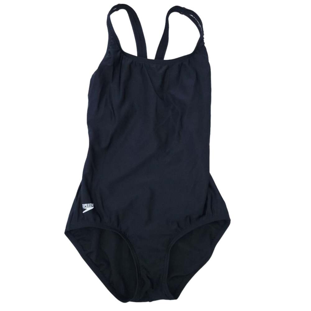 Speedo One Piece Competitive Bathing Suit Size 10 Black Solid Swimsuit